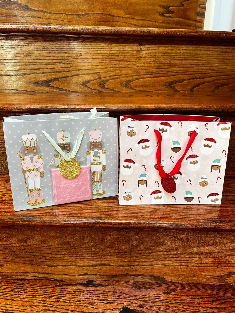 2 Lady Jayne Ltd African American Santa and Nutcracker Holiday Christmas Bags